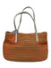 Eric Javits Orange & Gold Raffia & Leather Striped Woven Metallic Detail Bag Orange & Gold