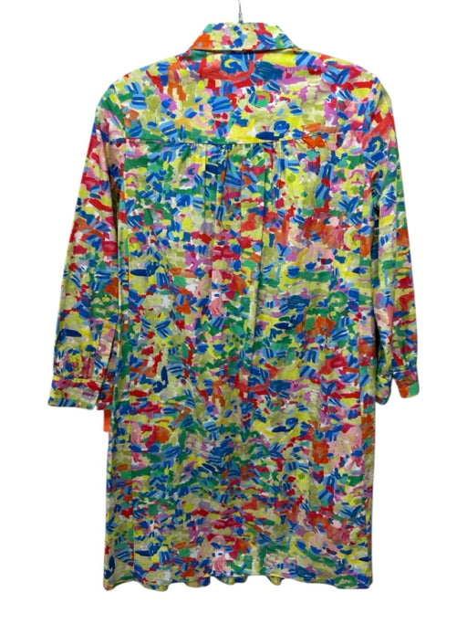 Saloni Size 0 Multi Cotton Abstract Print 3/4 Sleeve Collared Dress Multi / 0