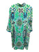 Vilagallo Size 46 Green, Blue & Cream Rayon Blend Geometric Long Sleeve Dress Green, Blue & Cream / 46