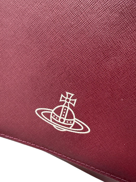 Vivienne Westwood Burgundy & Black Leather Crossbody Logo Messenger Bag Burgundy & Black / Medium