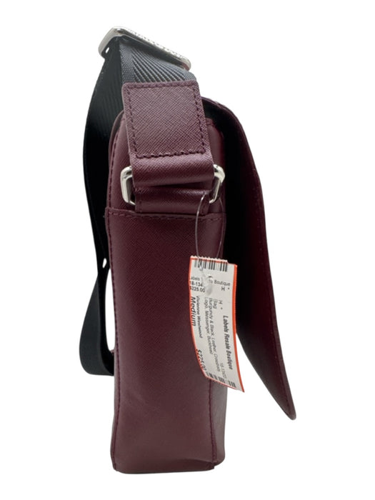 Vivienne Westwood Burgundy & Black Leather Crossbody Logo Messenger Bag Burgundy & Black / Medium