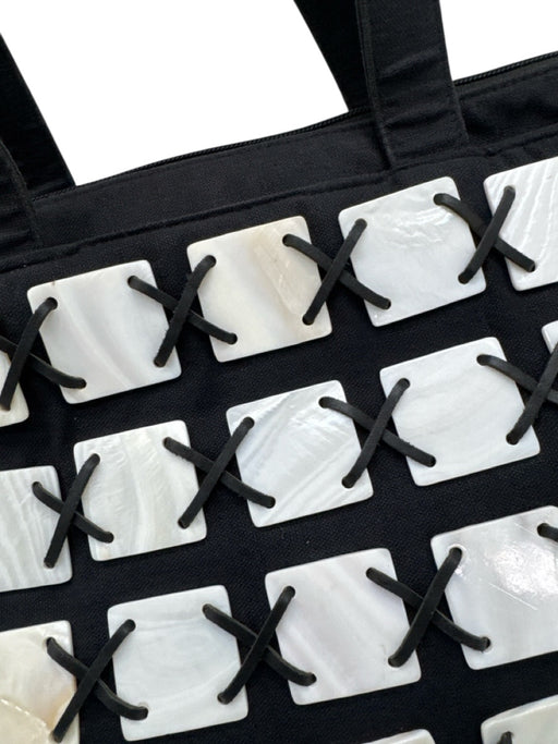 Timmy Woods Black & Iridescent Canvas Mother of Pearl Squares Zip closure Bag Black & Iridescent / M