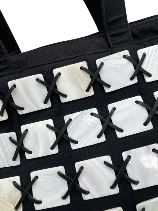 Timmy Woods Black & Iridescent Canvas Mother of Pearl Squares Zip closure Bag Black & Iridescent / M