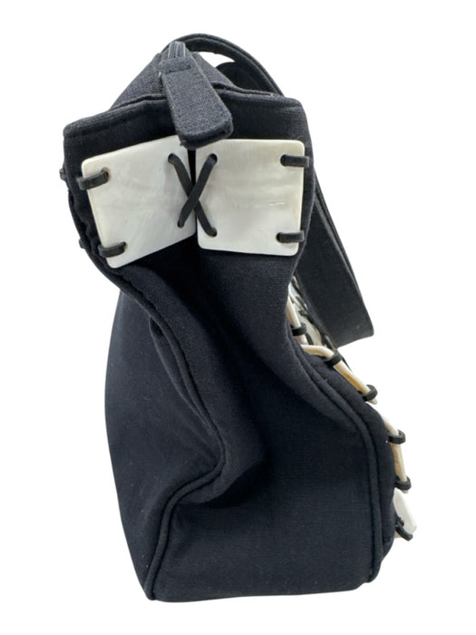 Timmy Woods Black & Iridescent Canvas Mother of Pearl Squares Zip closure Bag Black & Iridescent / M