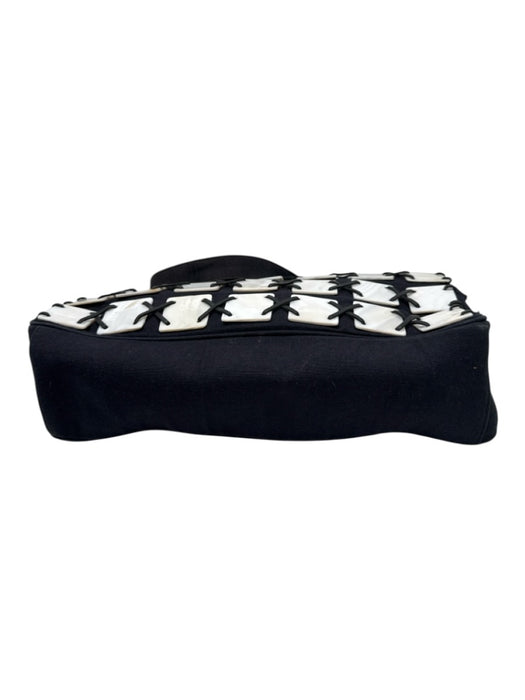 Timmy Woods Black & Iridescent Canvas Mother of Pearl Squares Zip closure Bag Black & Iridescent / M