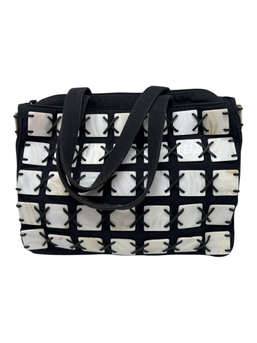 Timmy Woods Black & Iridescent Canvas Mother of Pearl Squares Zip closure Bag Black & Iridescent / M