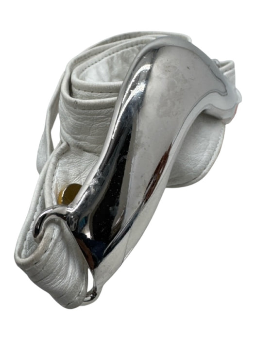 Alexis Kirk White Leather silver tone hardware Abstract Buckle Adjustable Belts White / S/M