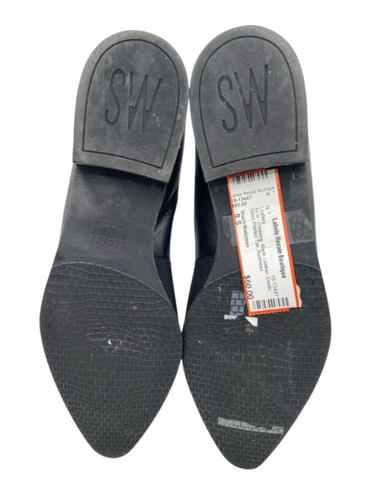 Stuart Weitzman Shoe Size 8.5 Black Leather Elastic Band Pointed Toe Loafers Black / 8.5