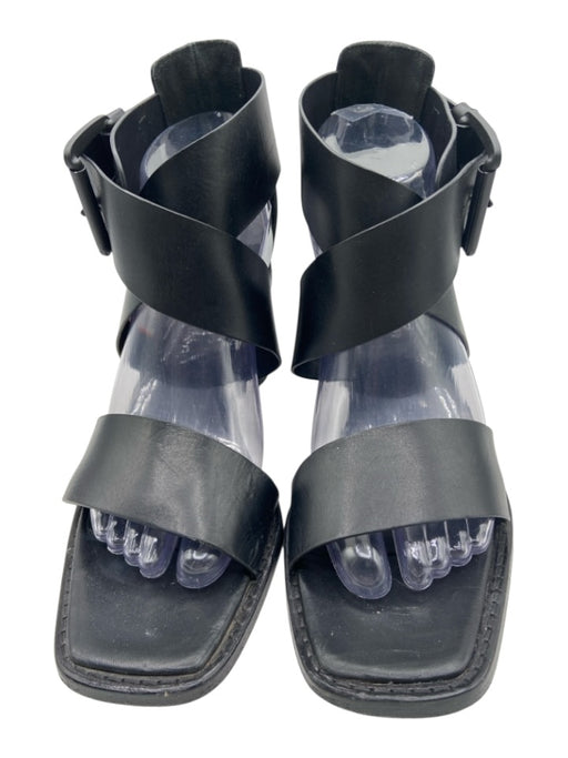Ann Demeulemeester Shoe Size 39 Black Leather Buckle Criss Cross Strap Sandals Black / 39