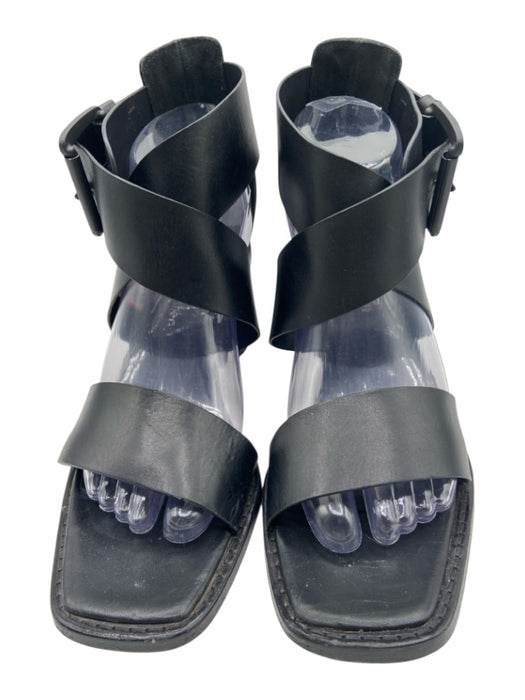 Ann Demeulemeester Shoe Size 39 Black Leather Buckle Criss Cross Strap Sandals Black / 39