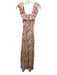barok Size S Beige & Pink Cotton Lace Accents Floral Ruffle Trim Maxi Dress Beige & Pink / S