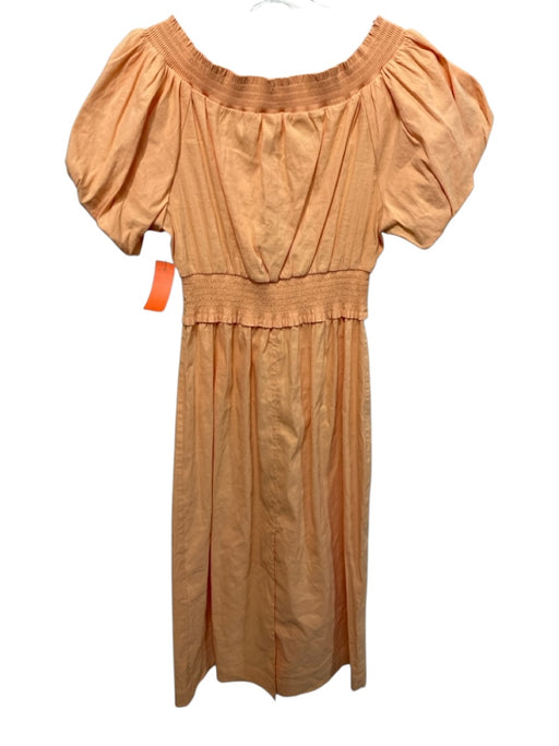 A.L.C. Size 10 Orange Linen Blend Empire Waist Smocked Waist Midi Dress Orange / 10
