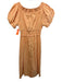 A.L.C. Size 10 Orange Linen Blend Empire Waist Smocked Waist Midi Dress Orange / 10