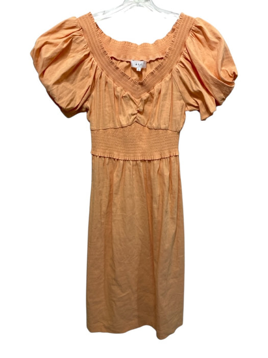 A.L.C. Size 10 Orange Linen Blend Empire Waist Smocked Waist Midi Dress Orange / 10