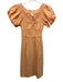 A.L.C. Size 10 Orange Linen Blend Empire Waist Smocked Waist Midi Dress Orange / 10