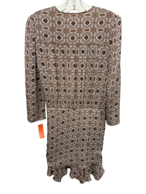 Veronica Beard Size 6 Beige, Brown, Orange Silk Surplice Ruched Mini Dress Beige, Brown, Orange / 6