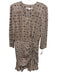 Veronica Beard Size 6 Beige, Brown, Orange Silk Surplice Ruched Mini Dress Beige, Brown, Orange / 6