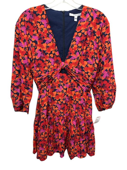 Derek Lam 10 Crosby Size 4 orange, fuchsia, black Viscose Floral Cut Out Dress orange, fuchsia, black / 4