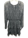 Cinq a Sept Size 2 Black & Beige Silk Keyhole floral outline Tiered Mini Dress Black & Beige / 2