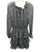 Cinq a Sept Size 2 Black & Beige Silk Keyhole floral outline Tiered Mini Dress Black & Beige / 2