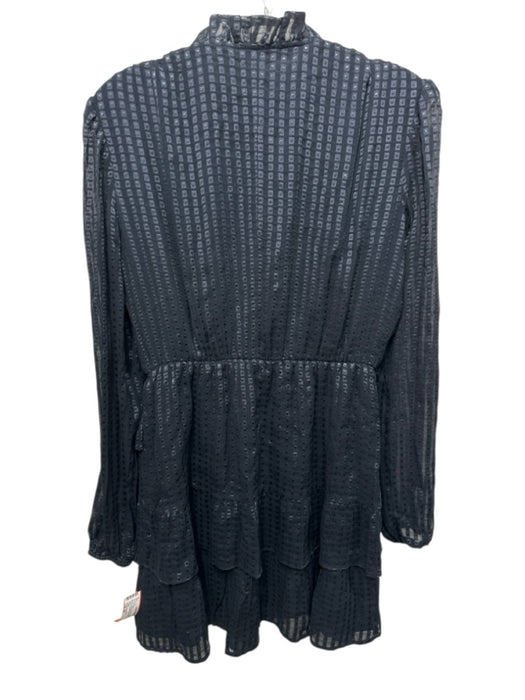 Marie Oliver Size XS Navy Blue Silk Blend Elastic Waist Squares Tiered Dress Navy Blue / XS