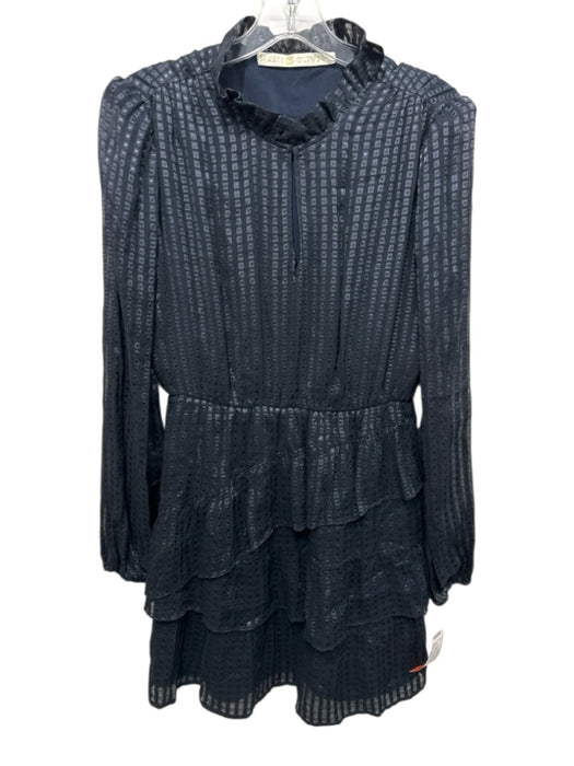 Marie Oliver Size XS Navy Blue Silk Blend Elastic Waist Squares Tiered Dress Navy Blue / XS