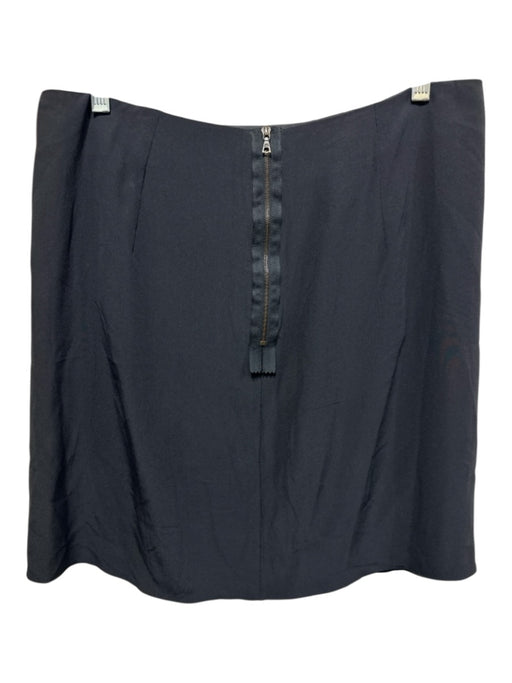 Marni Size 44 Blue Black Silk Distressed Pleated Trim Paneled Above Knee Skirt Blue Black / 44