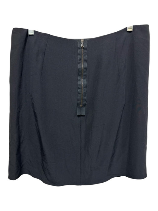 Marni Size 44 Blue Black Silk Distressed Pleated Trim Paneled Above Knee Skirt Blue Black / 44