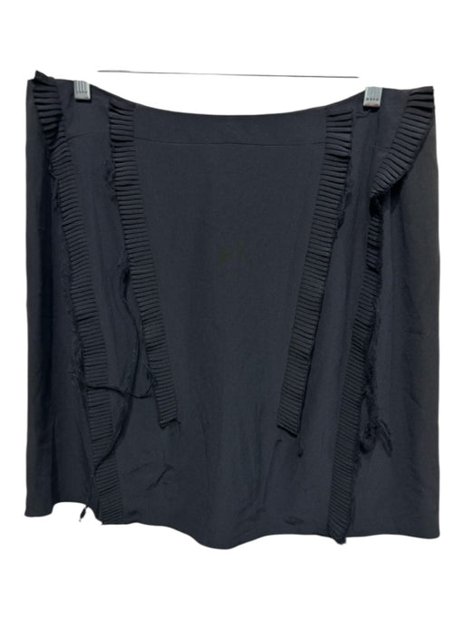 Marni Size 44 Blue Black Silk Distressed Pleated Trim Paneled Above Knee Skirt Blue Black / 44