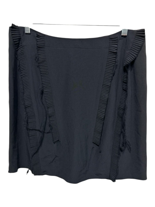 Marni Size 44 Blue Black Silk Distressed Pleated Trim Paneled Above Knee Skirt Blue Black / 44