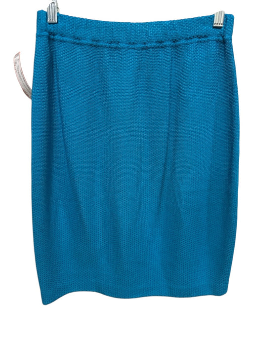 St John Size 2 Teal Blue Wool Blend Knit Elastic Waist Pencil Skirt Teal Blue / 2