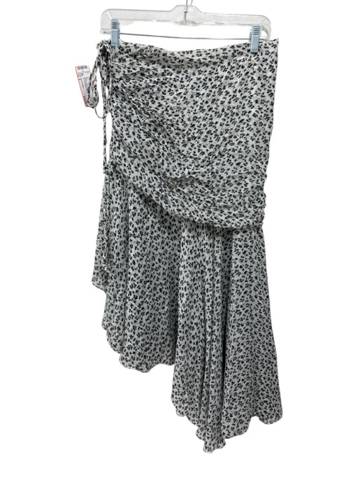 Veronica Beard Size 6 White & Black Silk Chiffon Floral Side Zip Skirt White & Black / 6