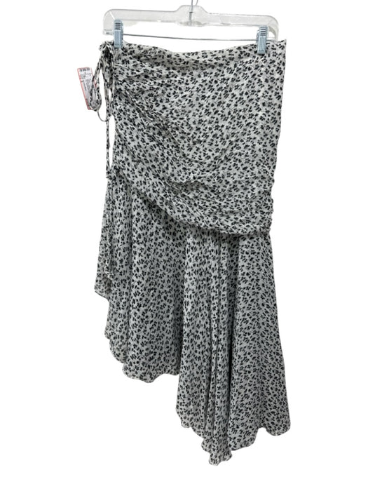 Veronica Beard Size 6 White & Black Silk Chiffon Floral Side Zip Skirt White & Black / 6