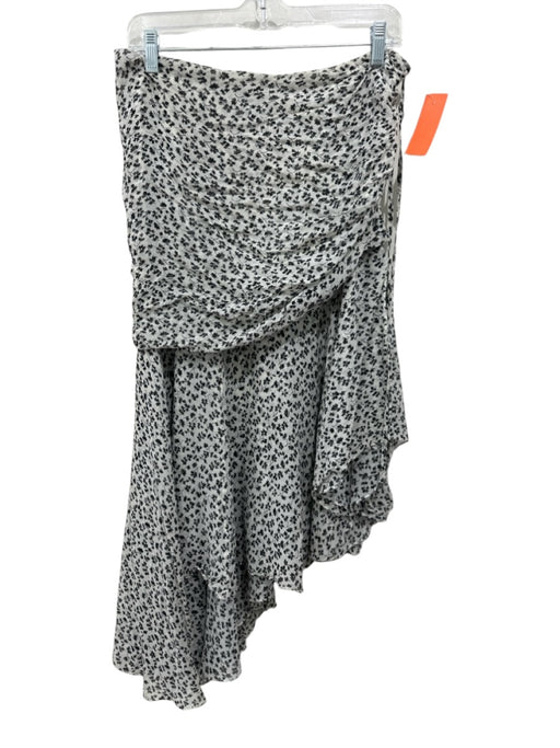 Veronica Beard Size 6 White & Black Silk Chiffon Floral Side Zip Skirt White & Black / 6