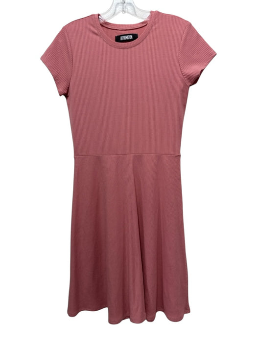 Reformation Size M Dusty Pink Tencel Blend Short Sleeve Ribbed Round Neck Dress Dusty Pink / M