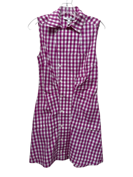 Derek Lam 10 Crosby Size 2 Magenta & White Cotton Sleeveless Checked Dress Magenta & White / 2