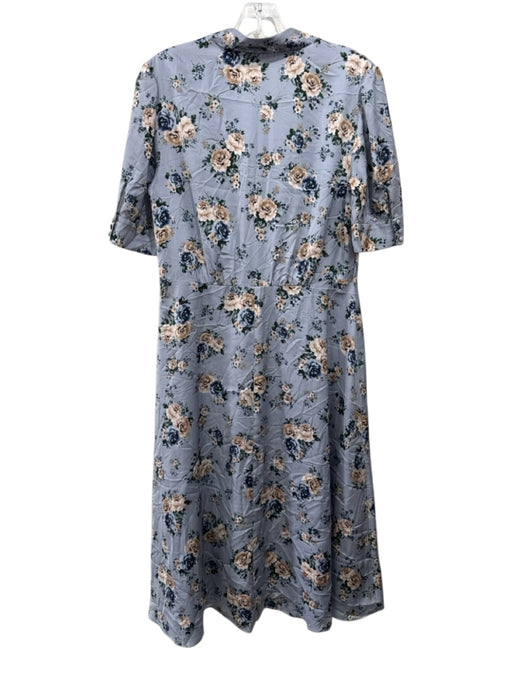 Gal Meets Glam Size 10 Light Blue, Blue & Cream Polyester Satin Floral Dress Light Blue, Blue & Cream / 10