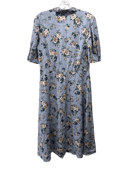 Gal Meets Glam Size 10 Light Blue, Blue & Cream Polyester Satin Floral Dress Light Blue, Blue & Cream / 10