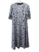 Gal Meets Glam Size 10 Light Blue, Blue & Cream Polyester Satin Floral Dress Light Blue, Blue & Cream / 10