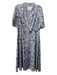 Gal Meets Glam Size 10 Light Blue, Blue & Cream Polyester Satin Floral Dress Light Blue, Blue & Cream / 10
