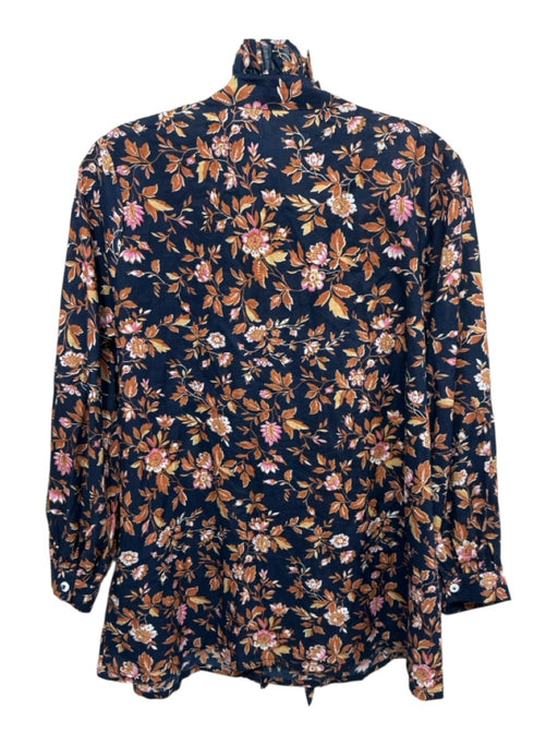 Mille Resort & Travel Size XS Navy, brown & pink Cotton & Acetate Floral Top Navy, brown & pink / XS