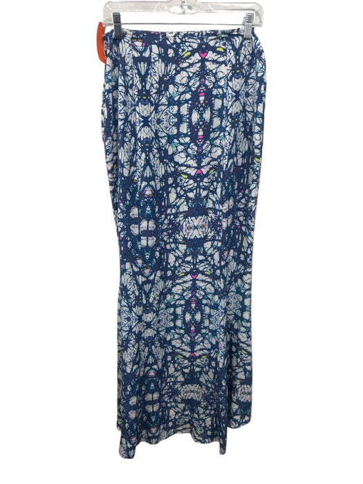 Mara Hoffman Size 6 Blue, White & Multi Silk Side Zip Splatter Maxi Skirt Blue, White & Multi / 6