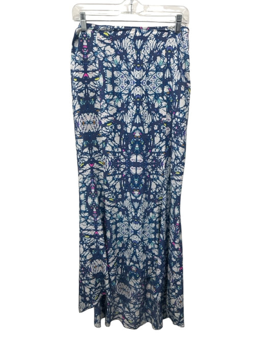 Mara Hoffman Size 6 Blue, White & Multi Silk Side Zip Splatter Maxi Skirt Blue, White & Multi / 6