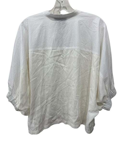 Nude Size 42 / S White & Cream Viscose Dolman Sleeve V Neck Collar Wide Top White & Cream / 42 / S