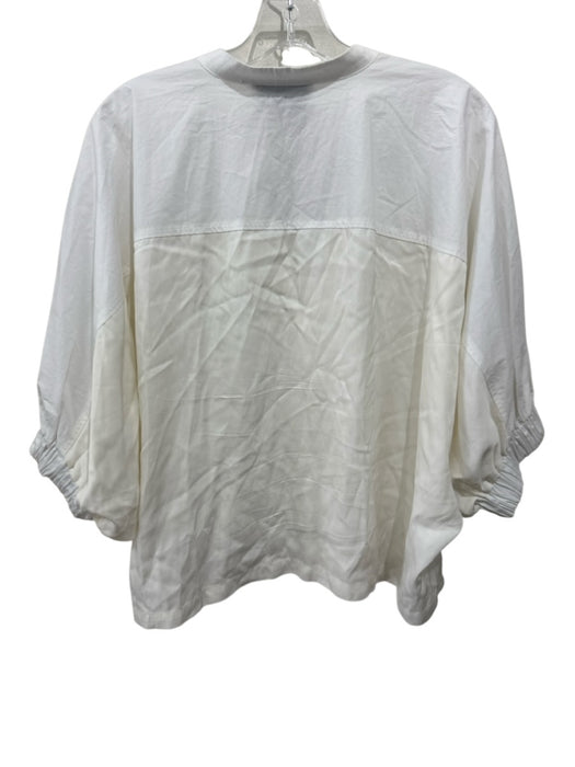 Nude Size 42 / S White & Cream Viscose Dolman Sleeve V Neck Collar Wide Top White & Cream / 42 / S