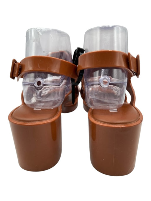 Melissa Shoe Size 9 Carmel Brown Rubber Straps Ankle Strap Block Heel Sandals Carmel Brown / 9