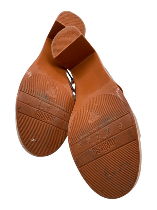 Melissa Shoe Size 9 Carmel Brown Rubber Straps Ankle Strap Block Heel Sandals Carmel Brown / 9