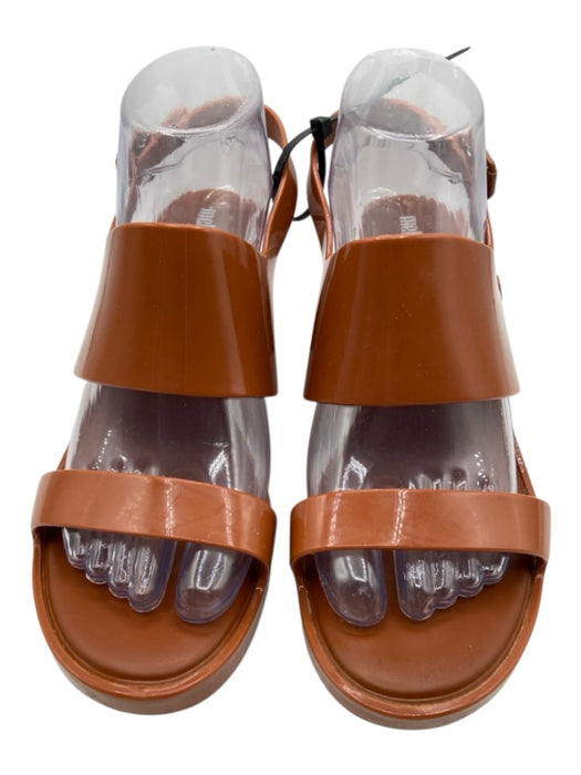 Melissa Shoe Size 9 Carmel Brown Rubber Straps Ankle Strap Block Heel Sandals Carmel Brown / 9
