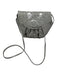 Stuart Weitzman Silver Leather Embroidered Rounded Rhinestone Design Bag Silver / Small