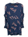 Derek Lam Size 00 Navy, Pink & White Viscose Blend Chiffon Floral Print Dress Navy, Pink & White / 00